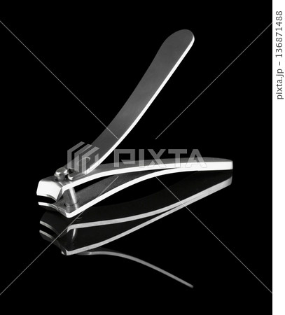 Nail clippers, clippers, manicure hand tools, on black background isolated with reflection Nail clippers, clippers, manicure hand tools, on black background isolated with reflection 136871488