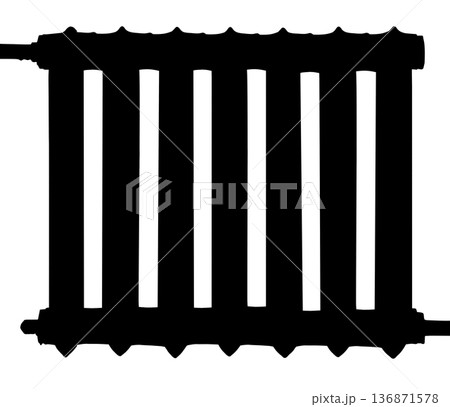 cast-iron battery for heating, on a white background in isolation cast-iron battery for heating, on a white background in isolation 136871578