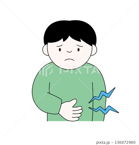 お腹を空かせてお腹を鳴らす男性のベクターイラスト 136872960