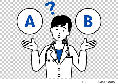 A female doctor who is undecided between options A and B A female doctor who is undecided between options A and B 136873000