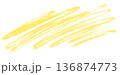 Yellow rough crayon pastel scribble scrawl doodle texture isolated PNG cutout, transparent background 136874773