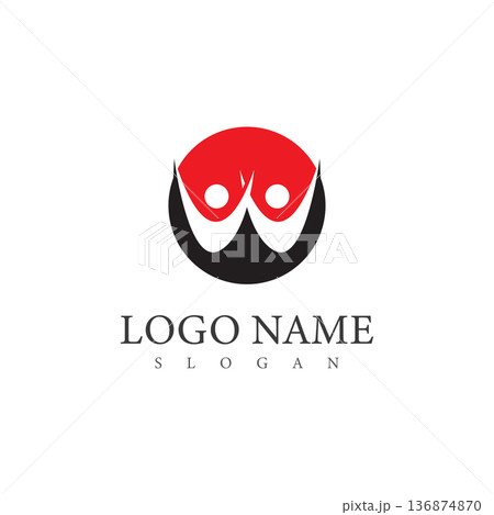 W letter human character logo template 136874870