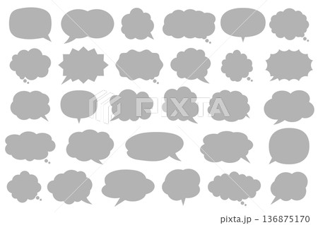 【 吹き出し口移動可能 】汎用性の高い灰色吹き出し素材 136875170