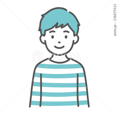 笑顔の男の子（子ども）のイラスト（正面・上半身） 136875522