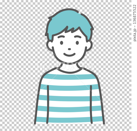 笑顔の男の子（子ども）のイラスト（正面・上半身） 136875522