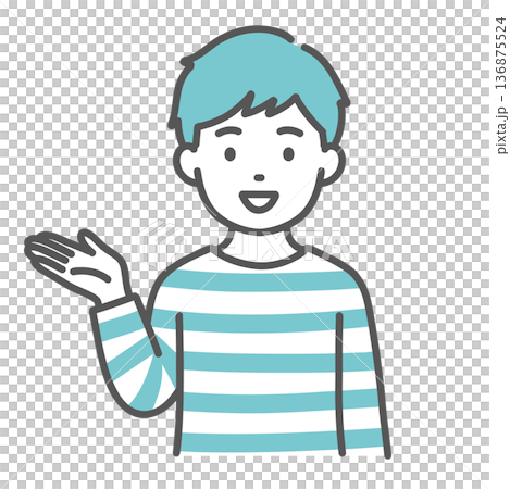 男孩（兒童）引導和介紹（手掌，上半身）的插圖 136875524