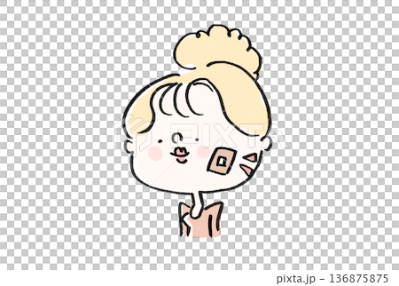 圖說：一名女子在美容醫療恢復期內用保護膠帶貼住臉部 136875875