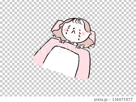 布団を被ってベッドで一人で泣いている女性（悲しみ・孤独・メンタルヘルス） 136875877