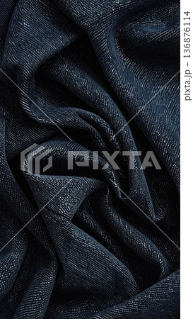 《AI画像》黒いジーンズ生地の背景素材 《AI画像》黒いジーンズ生地の背景素材 136876114