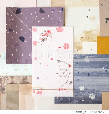 《AI画像》いろいろな和紙素材の背景素材 136876472