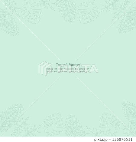トロピカルリーフフレーム グリーン 正方形 緑線 トロピカルリーフフレーム グリーン 正方形 緑線 136876511