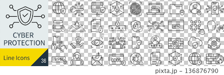 Cyber protection icon set Cyber protection icon set 136876790