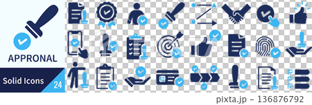 ベクターの承認に関するシルエットアイコンセット 136876792