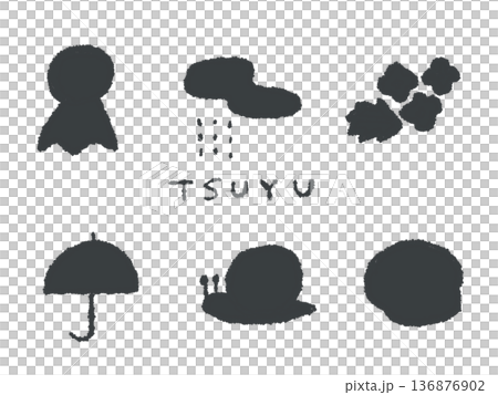 Hand-drawn illustrations of rainy season that are easy to use as icons and symbols in designs Hand-drawn illustrations of rainy season that are easy to use as icons and symbols in designs 136876902