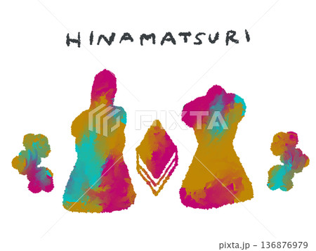 アイコンやシンボルマークとして、デザイン時に使いやすいカラフルな手描きイラスト・ひな祭り アイコンやシンボルマークとして、デザイン時に使いやすいカラフルな手描きイラスト・ひな祭り 136876979