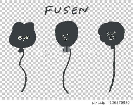 Expressive hand-drawn illustrations and balloons that can be used as icons and symbol marks in designs 136876986