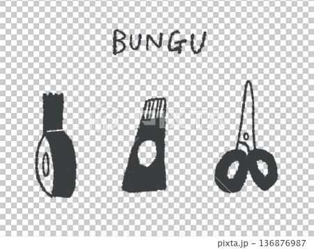 Hand-drawn illustrations and stationery that are easy to use as icons and symbol marks when designing. 136876987