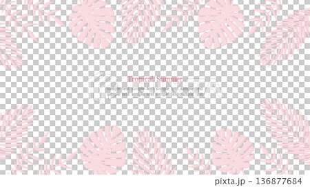 熱帶樹葉邊框粉紅色 16:9 風景 136877684