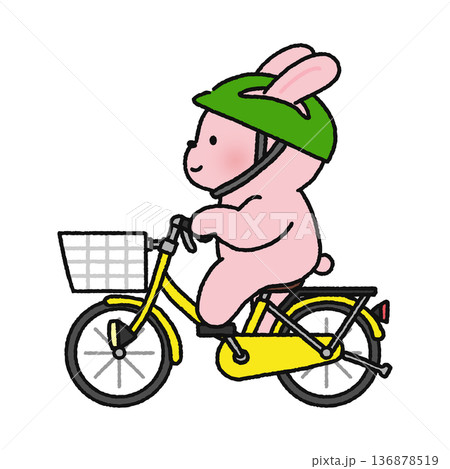 自転車に乗っているかわいいウサギ 136878519