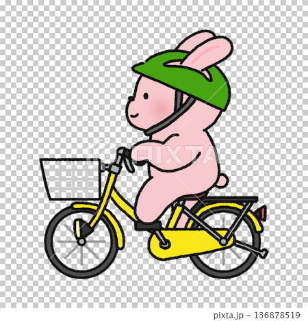 自転車に乗っているかわいいウサギ 136878519