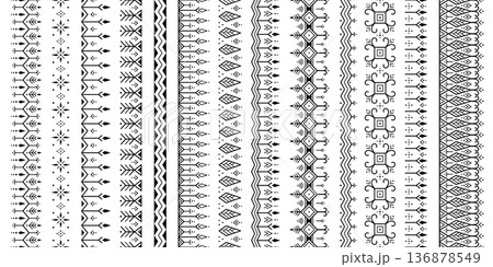 Seamless tribal geometric ornament tattoo pattern set collection 136878549