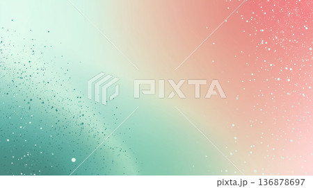 ミントグリーンとコーラルのグラデーション粒子背景素材 136878697