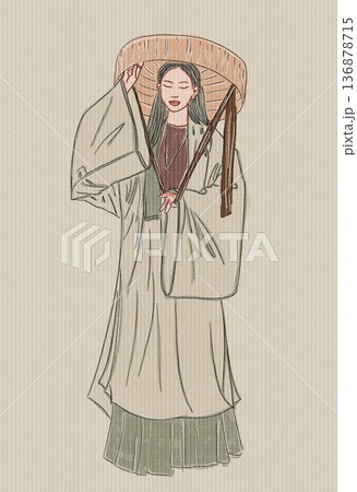 vector pop art illustration of girl in a red dress 136878715