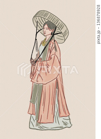 vector pop art illustration of a girl in a scarf 136878928