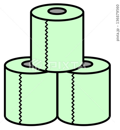 トイレや便所で排泄の時に使用する再生紙のトイレットペーパー 136879560