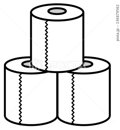 トイレや便所で排泄の時に使用する再生紙のトイレットペーパー 136879562