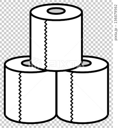 トイレや便所で排泄の時に使用する再生紙のトイレットペーパー 136879562