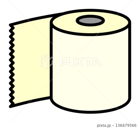 トイレや便所で排泄の時に使用する再生紙のトイレットペーパー 136879566