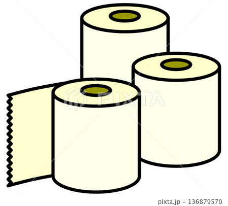 トイレや便所で排泄の時に使用する再生紙のトイレットペーパー 136879570