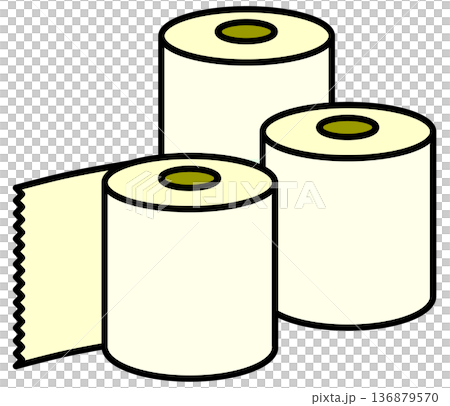 トイレや便所で排泄の時に使用する再生紙のトイレットペーパー 136879570