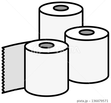 トイレや便所で排泄の時に使用する再生紙のトイレットペーパー 136879571