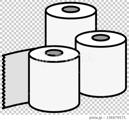 トイレや便所で排泄の時に使用する再生紙のトイレットペーパー 136879571