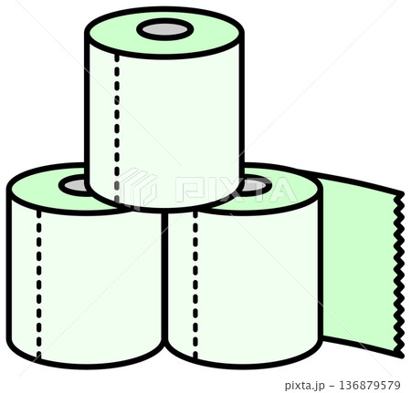 トイレや便所で排泄の時に使用する再生紙のトイレットペーパー 136879579