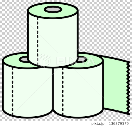 トイレや便所で排泄の時に使用する再生紙のトイレットペーパー 136879579