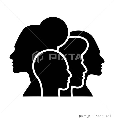 Male and Female user face icon profile silhouette glyph vector 136880481