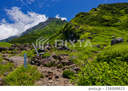 千蛇谷分岐から見る鳥海山・新山山頂 千蛇谷分岐から見る鳥海山・新山山頂 136880623