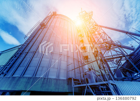 Equipment and pipeline in oil refinery. Industrial background Equipment and pipeline in oil refinery. Industrial background 136880792