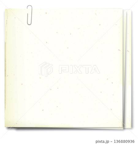 Old blank square papers with stains effect overlap and attached with paper clip isolated on white background Old blank square papers with stains effect overlap and attached with paper clip isolated on white background 136880936