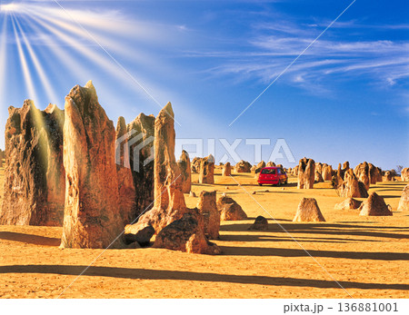 西オーストラリア州のピナクルズの絶景 西オーストラリア州のピナクルズの絶景 136881001