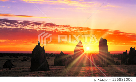 西オーストラリア州のピナクルズの絶景 西オーストラリア州のピナクルズの絶景 136881006