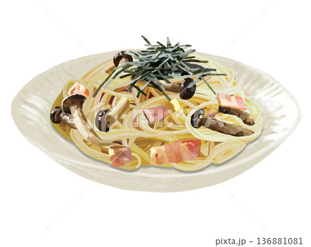 きのことベーコンのパスタ 136881081