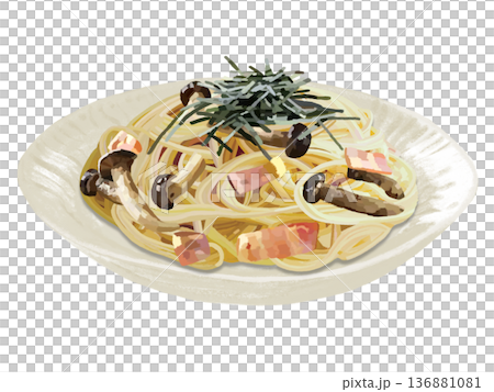 きのことベーコンのパスタ 136881081