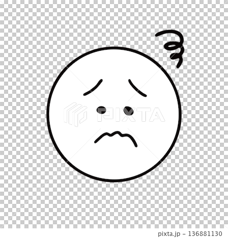 困って面食らっているシンプルな手書きの表情アイコン 困って面食らっているシンプルな手書きの表情アイコン 136881130