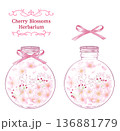 桜のハーバリウム　丸い瓶 136881779