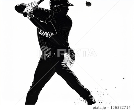 バッターのバッティング始動イラスト 136882714
