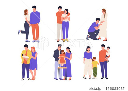 Happy Family Life and Multi Generational Relationship Illustration Set Happy Family Life and Multi Generational Relationship Illustration Set 136883085
